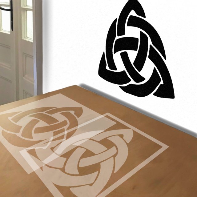 Celtic Knot Triangle stencil in 4 layers, simulated painting