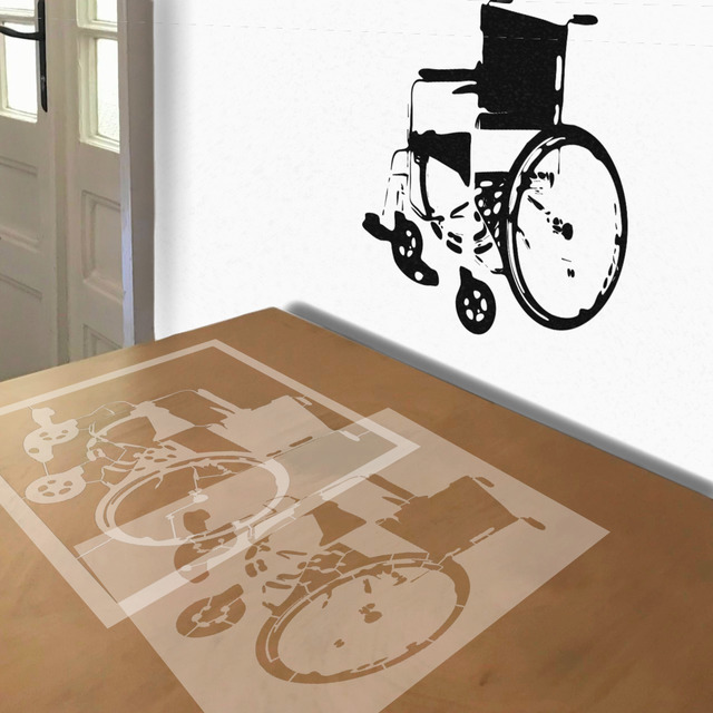 Wheelchair stencil in 2 layers, simulated painting