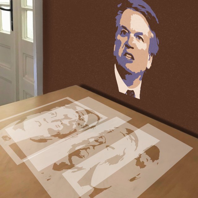 Brett Kavanaugh stencil in 4 layers, simulated painting