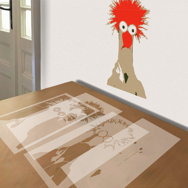Beaker stencil in 4 layers, simulated painting