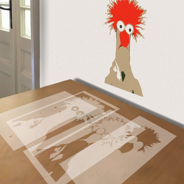 Beaker stencil in 4 layers, simulated painting