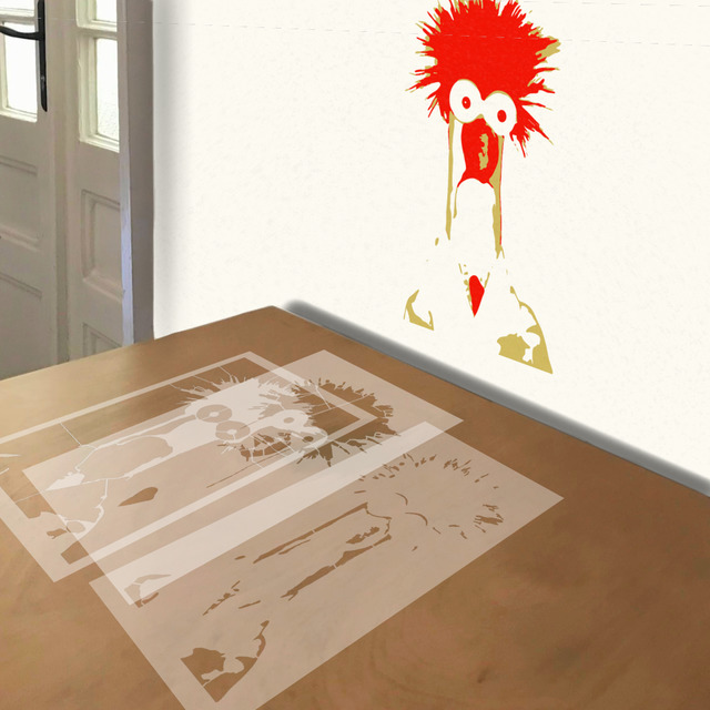 Beaker stencil in 3 layers, simulated painting