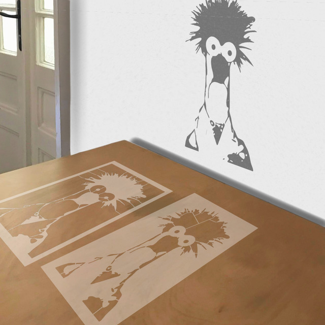 Beaker stencil in 2 layers, simulated painting