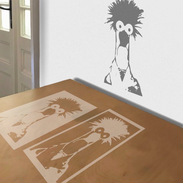 Beaker stencil in 2 layers, simulated painting