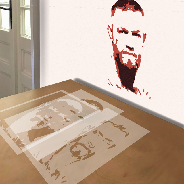 Conor McGregor stencil in 3 layers, simulated painting