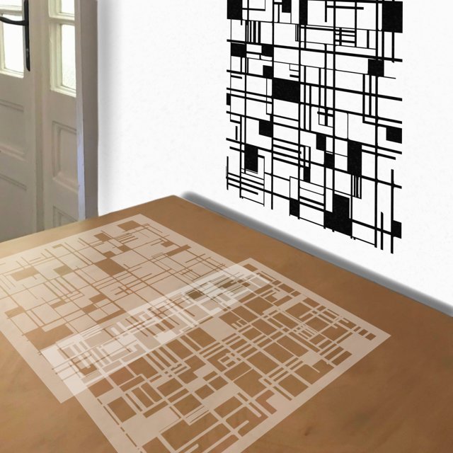 Mondrian stencil in 2 layers, simulated painting