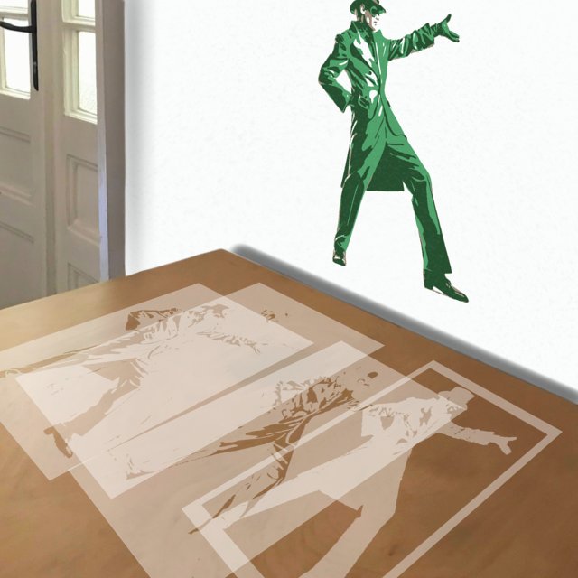 Riddler stencil in 4 layers, simulated painting