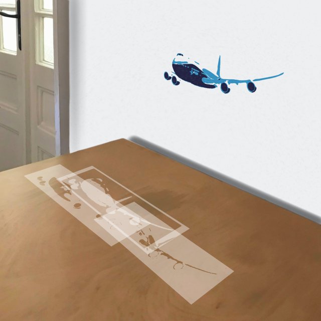 Boeing 747 stencil in 3 layers, simulated painting