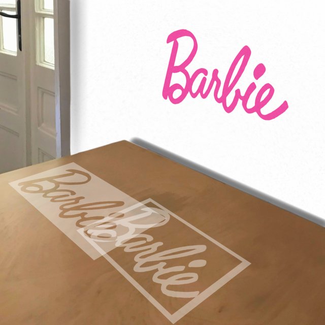 Barbie Logo stencil in 2 layers, simulated painting