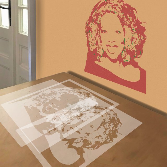 Oprah Winfrey stencil in 3 layers, simulated painting