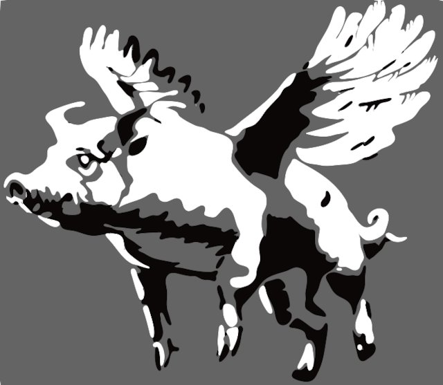 Stencil of Flying Pig