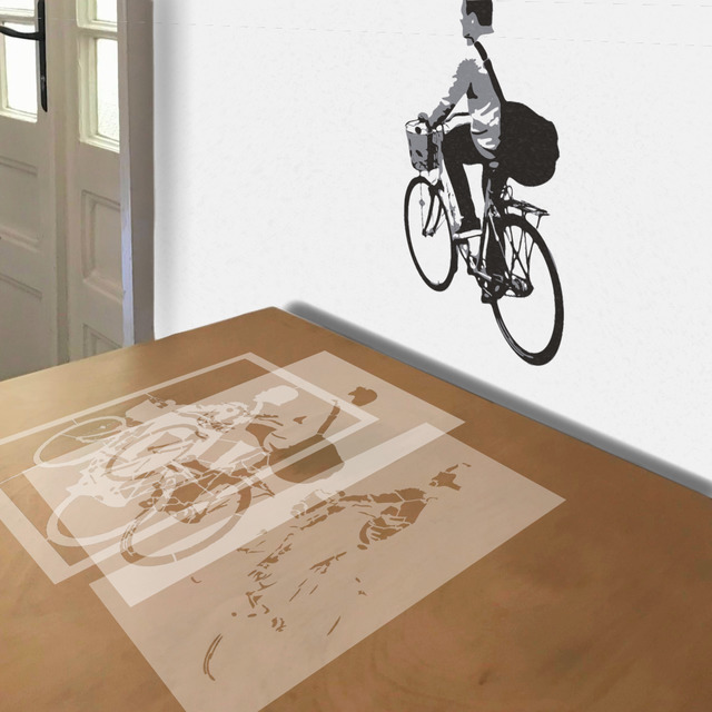 Simulated painting of stencil of Bike Commute