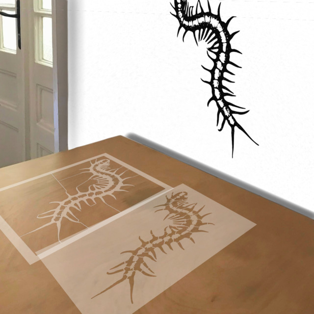 Centipede stencil in 2 layers, simulated painting