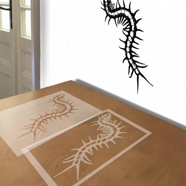 Centipede stencil in 2 layers, simulated painting