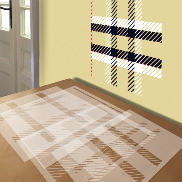 Burberry Plaid stencil in 4 layers, simulated painting