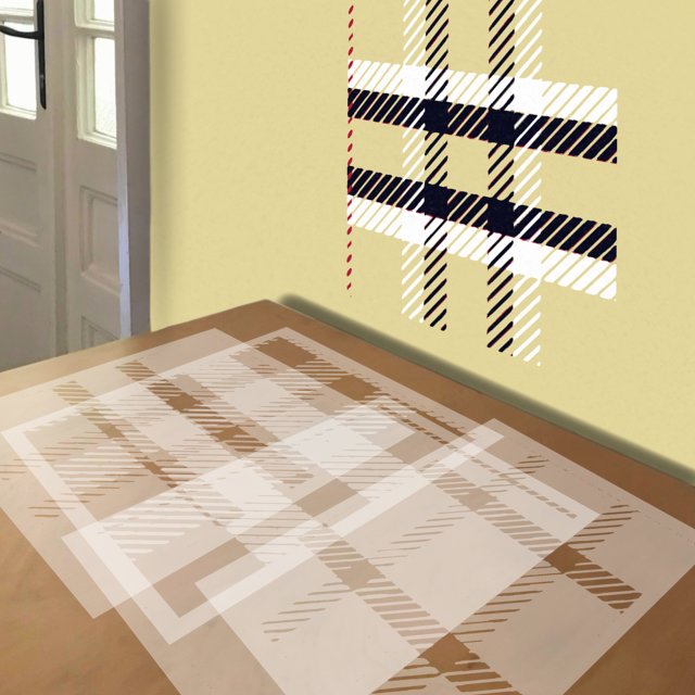 Burberry Plaid stencil in 4 layers, simulated painting