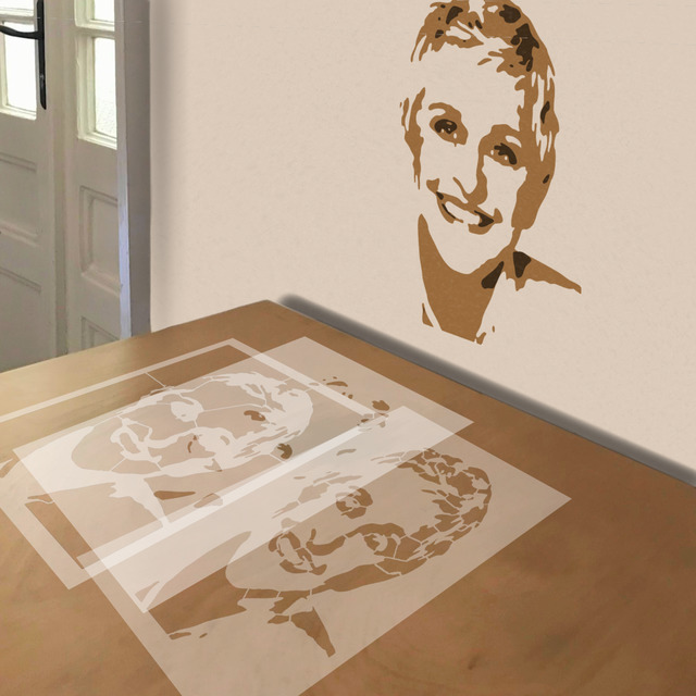 Ellen stencil in 3 layers, simulated painting