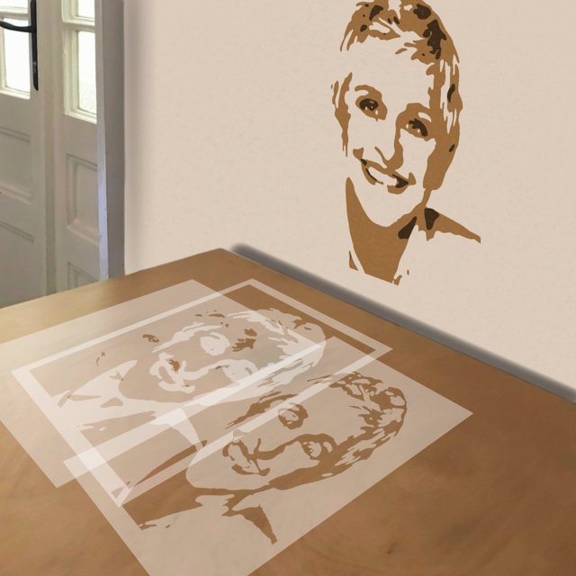 Ellen stencil in 3 layers, simulated painting