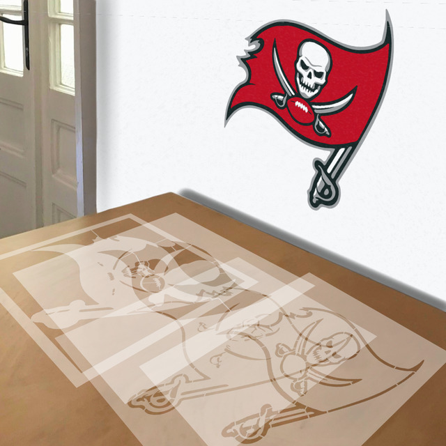 Tampa Bay Buccaneers stencil in 4 layers, simulated painting