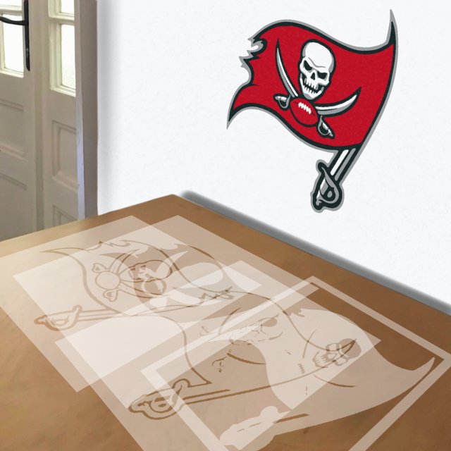 Tampa Bay Buccaneers stencil in 4 layers, simulated painting