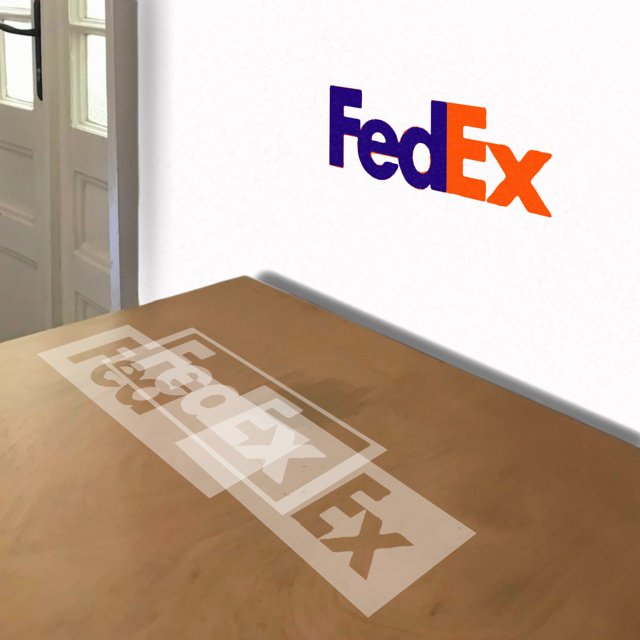 Fed Ex Logo stencil in 3 layers, simulated painting