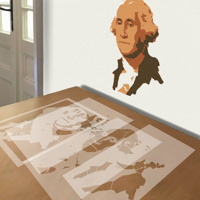 George Washington stencil in 4 layers, simulated painting