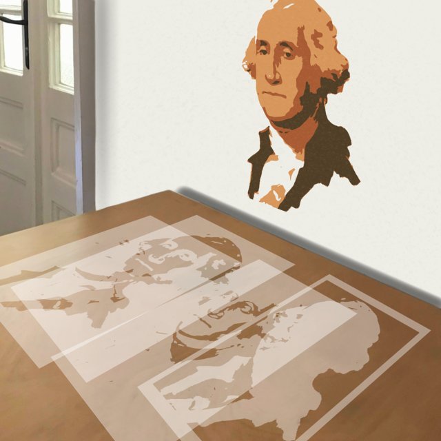 George Washington stencil in 4 layers, simulated painting