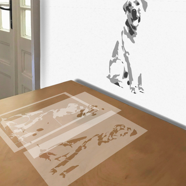 Labrador Retriever stencil in 3 layers, simulated painting