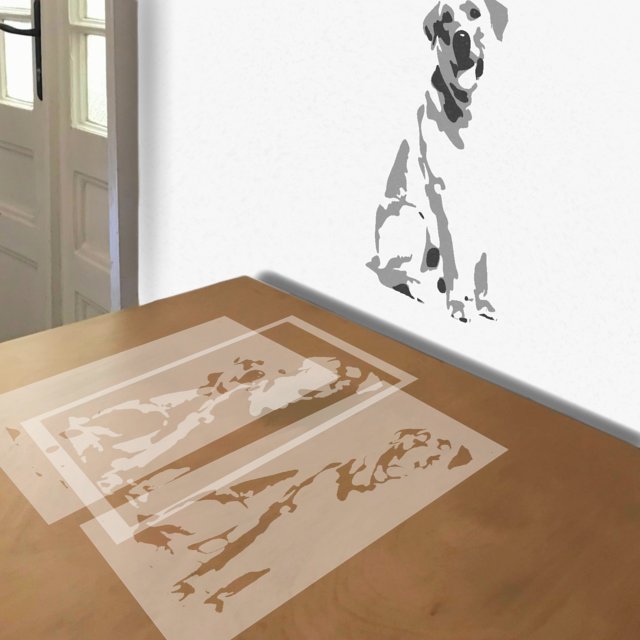 Labrador Retriever stencil in 3 layers, simulated painting