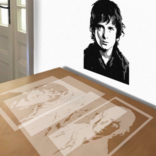 Frodo stencil in 4 layers, simulated painting