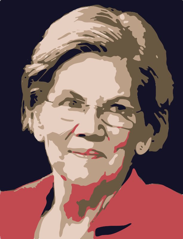 Stencil of Elizabeth Warren in Red