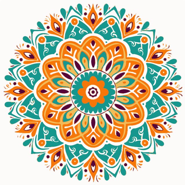 Stencil of Rangoli in Orange and Turquoise