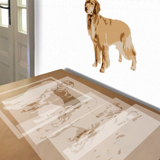 Golden Retriever stencil in 5 layers, simulated painting