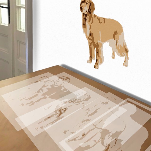 Golden Retriever stencil in 5 layers, simulated painting