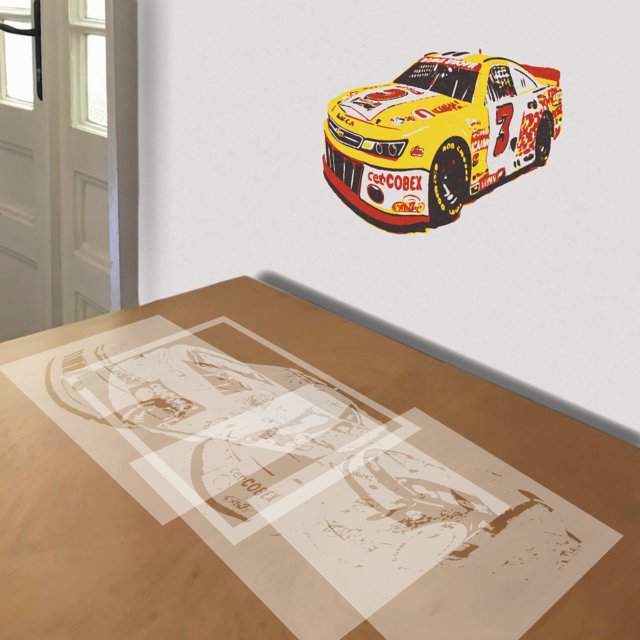 Stock Car stencil in 4 layers, simulated painting