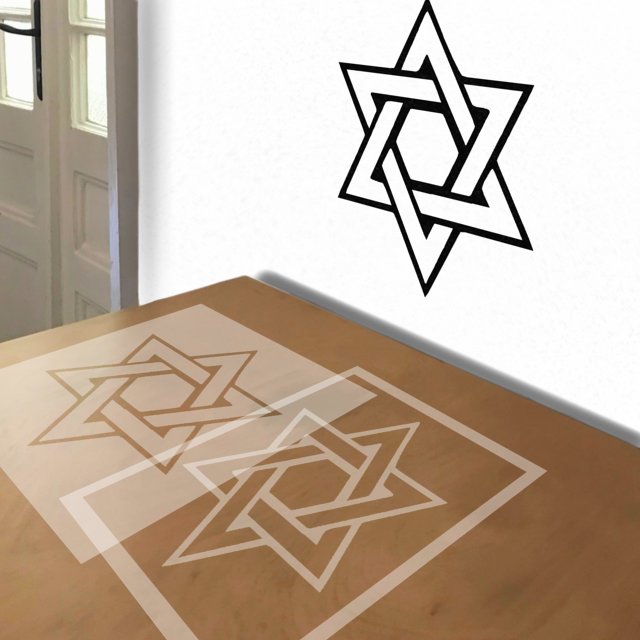 Star of David stencil in 2 layers, simulated painting