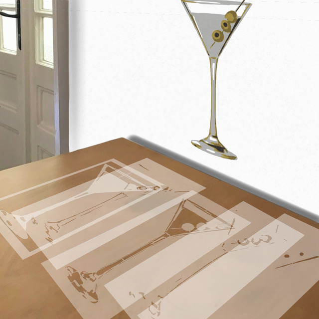 Simulated painting of stencil of Martini