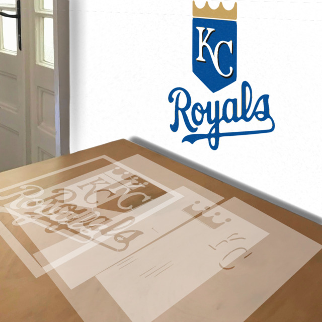 Kansas City Royals stencil in 4 layers, simulated painting