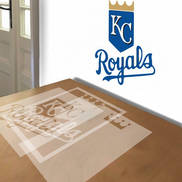 Kansas City Royals stencil in 4 layers, simulated painting