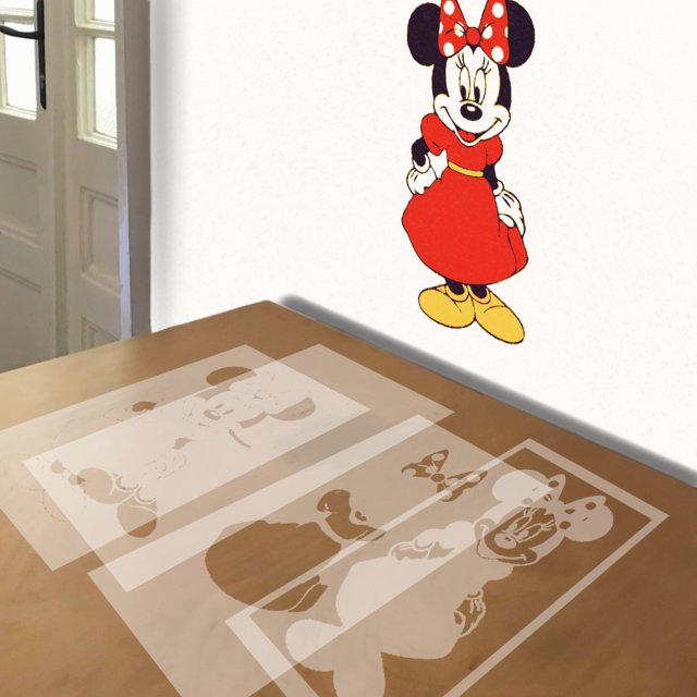 Minnie Mouse stencil in 4 layers, simulated painting