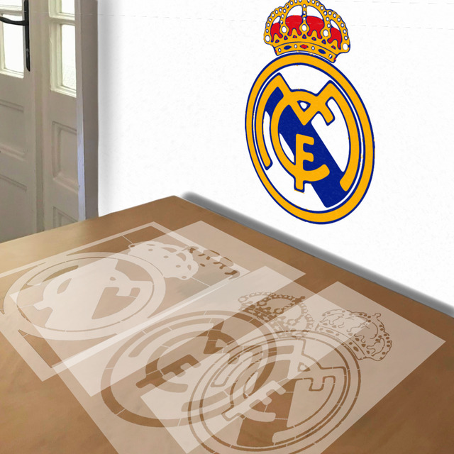 Real Madrid stencil in 4 layers, simulated painting