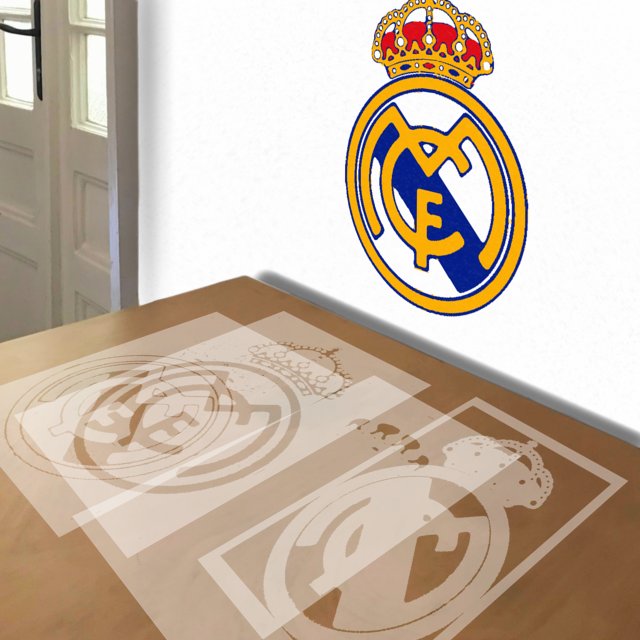 Real Madrid stencil in 4 layers, simulated painting