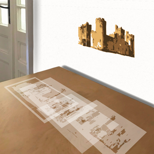 Simulated painting of stencil of Castle