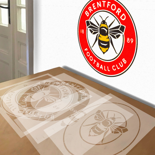 Brentford stencil in 4 layers, simulated painting