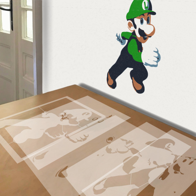 Luigi stencil in 5 layers, simulated painting