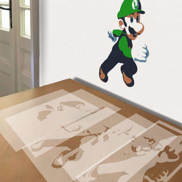 Luigi stencil in 5 layers, simulated painting