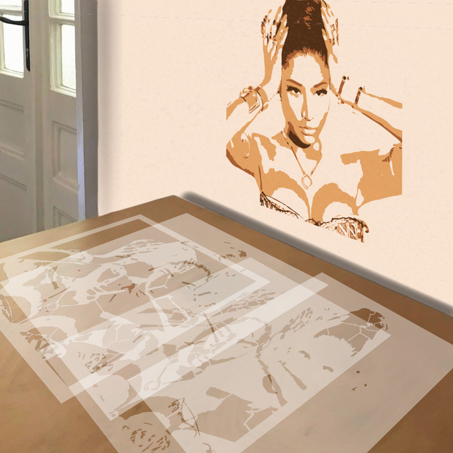 Nicki Minaj stencil in 4 layers, simulated painting