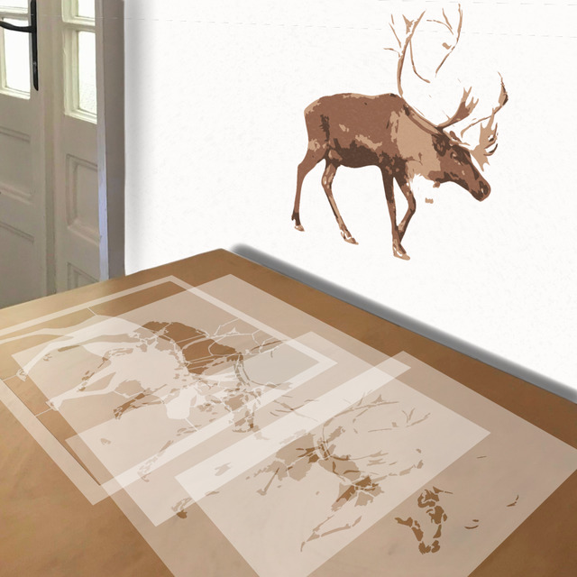 Simulated painting of stencil of Reindeer