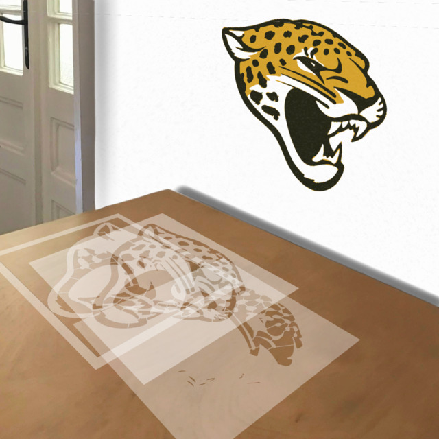 Jacksonville Jaguars stencil in 3 layers, simulated painting