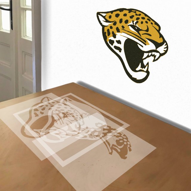 Jacksonville Jaguars stencil in 3 layers, simulated painting